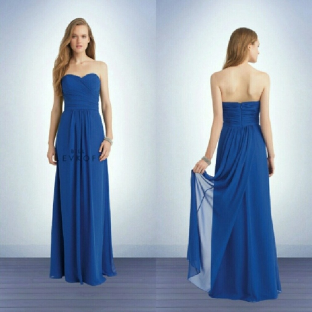 ROYAL BLUE STRAPLESS WEDDING LONG PROM DRESS GOWN